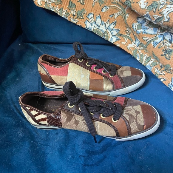 Classic Coach Dawnell mixed media leather sneakers 6.5 - Picture 1 of 10